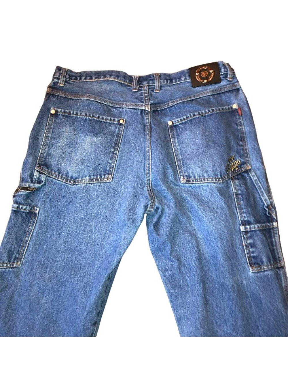 Vtg 90s Kenpo Carpenter Jeans Sz 40 x 32 Blue Denim Relaxed Fit Hammer Loop Mens
